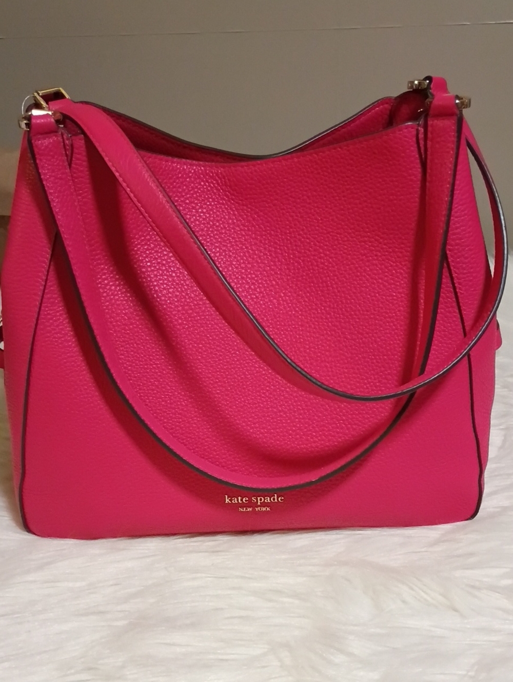 Kate spade triple compartment shoulder bag Leila bright rose pink